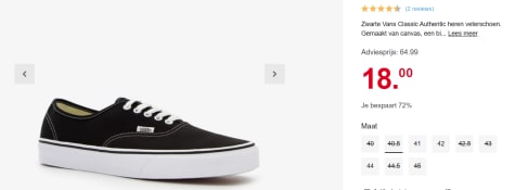 Vans Classic Authentic heren sneakers voor €18 bij Scapino