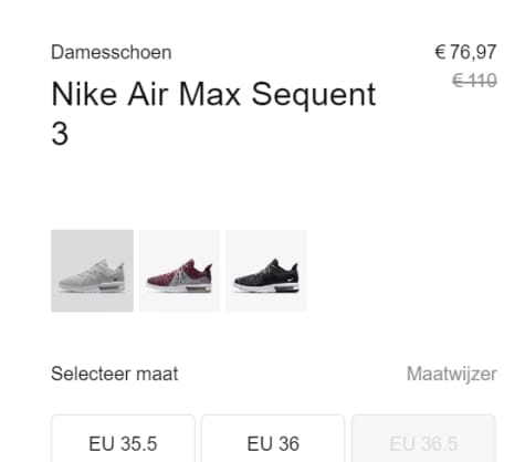 Nike Air Max Sequent 3 damesschoenen voor €76,97 Aanbiedingen