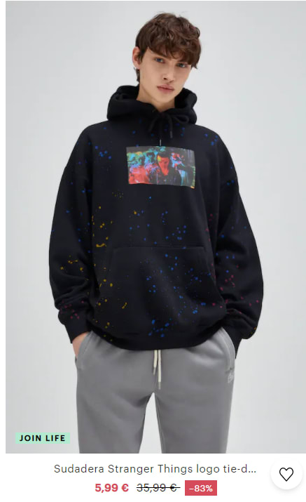 Sudadera para Hombre Stranger Things por 5.99 en Pull Bear