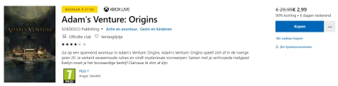 Adam's Venture Origins voor €2,99 Aanbiedingen Adam's Venture Origins voor €2,99 Aanbiedingen
