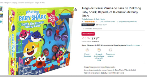 Juego de Pescar Vamos de Caza de Pinkfong Baby Shark, Reproduce la