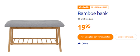 Bamboe bank x 34 x 45 voor €19,95