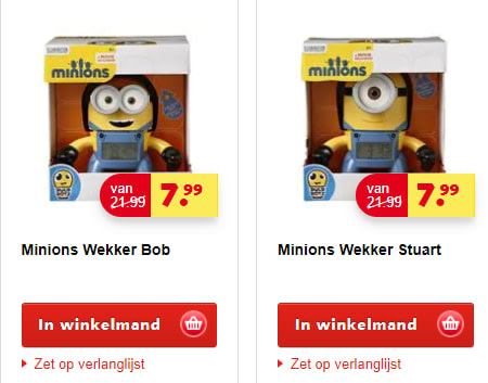 haakje sector Of later Minions Bob of Stuart wekker voor €7,99