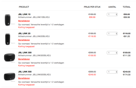 30% extra korting op hoofdtelefoons en draagbare luidsprekers van JBL Aanbiedingen 30% extra korting op hoofdtelefoons en draagbare luidsprekers van JBL Aanbiedingen