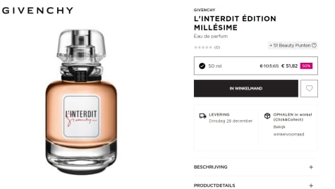 Givenchy L'interdit Édition Millésime 50 ml voor €51,82 bij ICI Paris XL