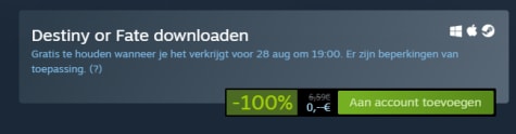 Destiny or Fate tijdelijk gratis bij Steam Aanbiedingen