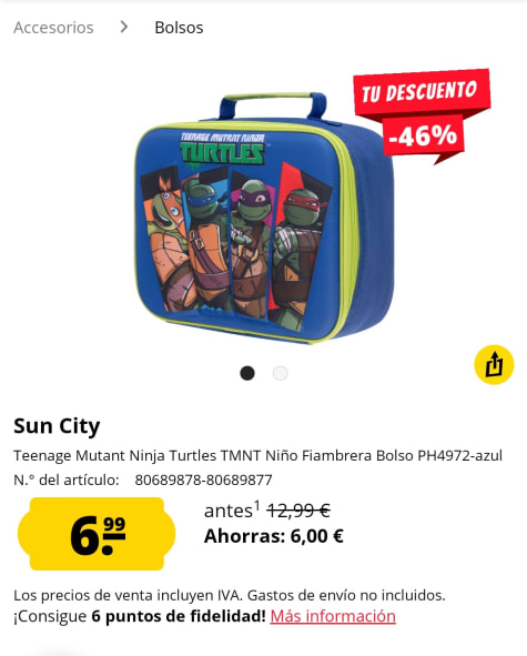 Vadear tema tuyo Teenage Mutant Ninja Turtles TMNT Niño Fiambrera Bolso por 6,99€
