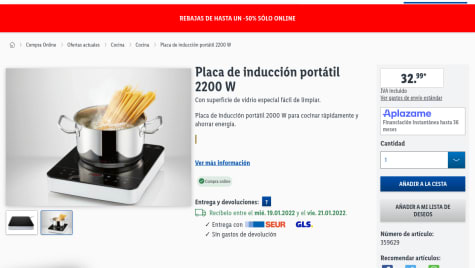 La placa de inducción portátil de Lidl para cocinar como un