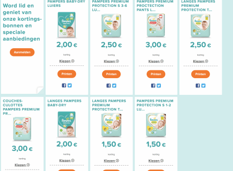 Pampers e-coupons in totaal