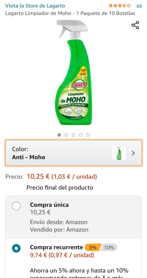 Lagarto Limpiador de Moho, Caja 10 Botellas : : Salud y cuidado  personal