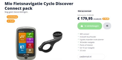 Afleiding Pasen Absurd Mio Cyclo Discover Connect + Mio Cyclo Bike Mount Plus Stuurhouder voor  €179,95 bij Sport44