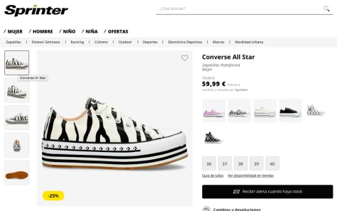 Converse All Star cebra de en Sprinter por solo 59,99€