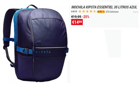 Mochila Essentiel 35L 14.99€ en Decathlon