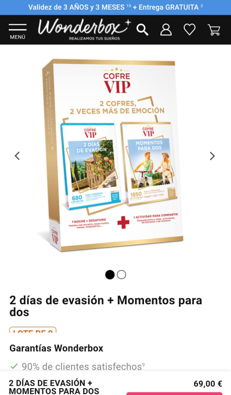 Cofre VIP 2 días de evasión + Momentos para dos por 69€