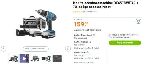 aanplakbiljet huilen Op tijd Makita accuboormachine DF457DWEX2 + 70-delige accessoire set voor €159 bij  Gamma