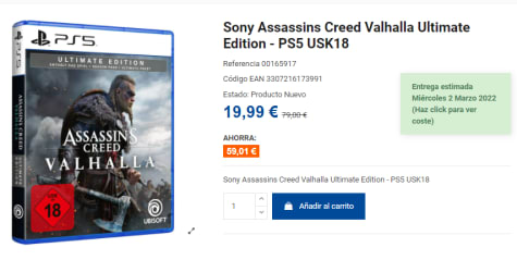 Assassin's Creed: Valhalla (PS5) desde 20,99 €