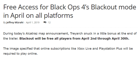 Call of Duty Blackout gratis speelbaar + nieuwe map Alcatraz Aanbiedingen