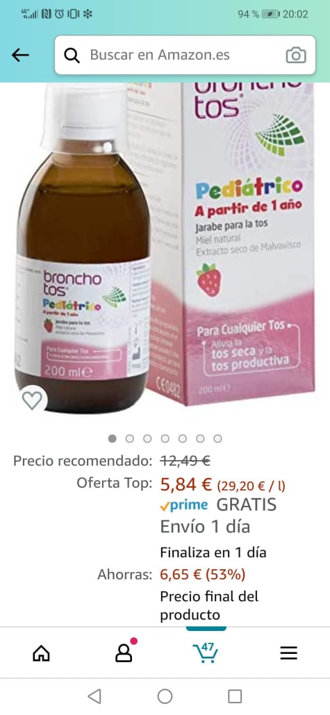 Bronchotos Pediátrico – Jarabe tos seca y productiva. Niños partir