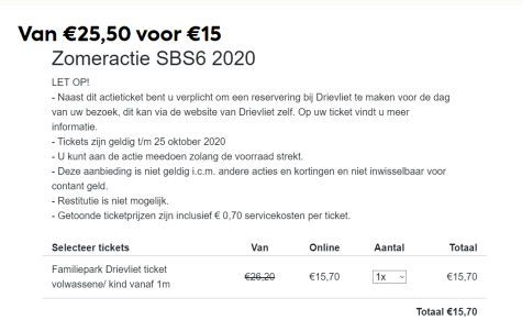 Entree Familiepark Drievliet Voor 15 70