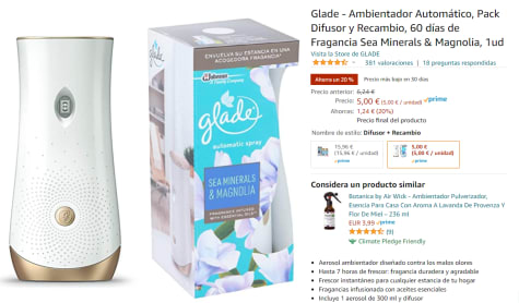 RECAMBIO GLADE AMBIENTADOR AUTOMÁTICO SEA MINERALS & MAGNOLIA