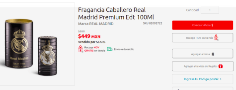 Colonia Real Madrid Premium EDT 100 Ml Hombre 
