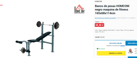 Homcom Banco de Musculación Banco de Pesas Maquina de Fitness Entrenar  Musculos 165x68x114cm con Respaldo…