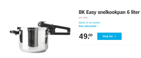 Kangoeroe spleet Baffle BK SnelKookpan - Ø 22 cm - 6 liter voor €49,99 bij de AH