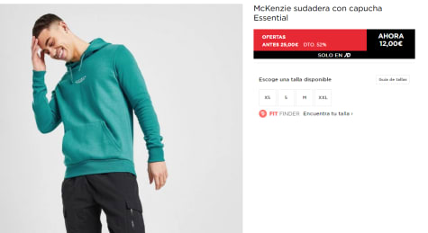 Sudadera con Capucha para Hombre McKenzie Essential por 12€ en JD Sports