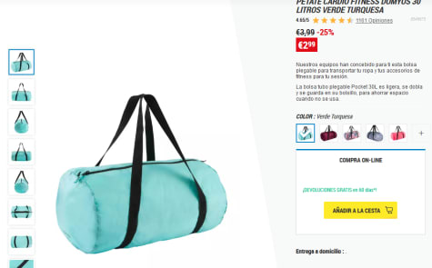 30 litros Decathlon color turquesa por 2,99€