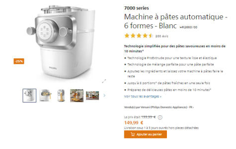 7000 series Machine à pâtes automatique - 6 formes - Blanc HR2660