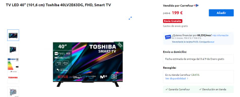 TELEVISOR 40 FULL HD SMART TV TOSHIBA 40LV2E63DG