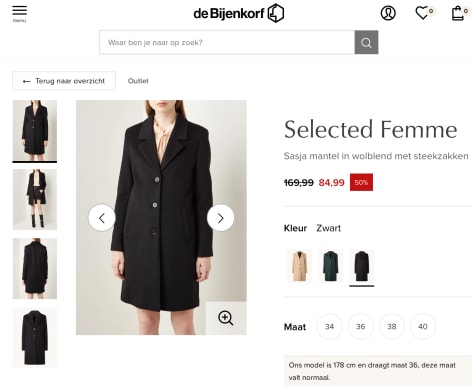 Selected Femme Sasja mantel in wolblend met steekzakken - Nu slechts €84,99  + €3,95 verz.kstn