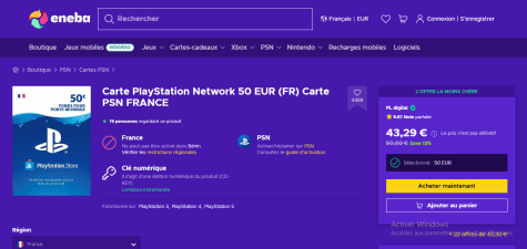Carte Prépayée Playstation Network 50