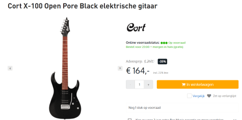 chirurg Souvenir Aan de overkant Cort X-100 Open Pore Elektrische gitaar voor €164 bij Baxshop