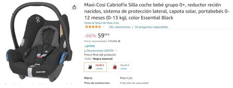 Maxi-Cosi CabrioFix Silla coche bebé grupo 0+, reductor recién nacidos,  sistema de protección lateral