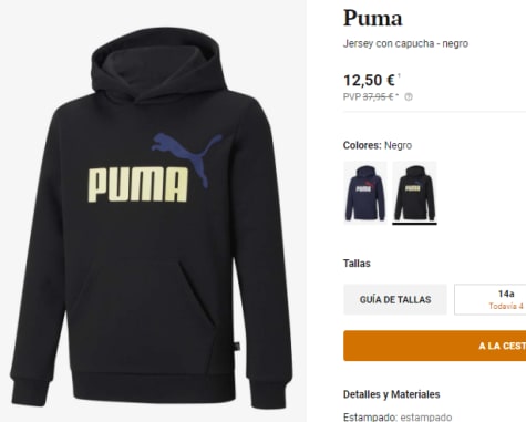 Ofertas en ropa Puma desde 5,50€ en Zalando Prive