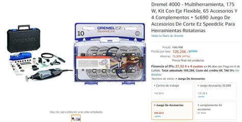 Dremel 4000 - Multiherramienta, 175 W, kit con 1 complemento, 45  accesorios, velocidad variable 5.000 - 35.000 rpm