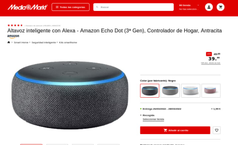 Altavoz inteligente con Alexa   Echo Dot (3ª Gen), Controlador de  Hogar, Antracita