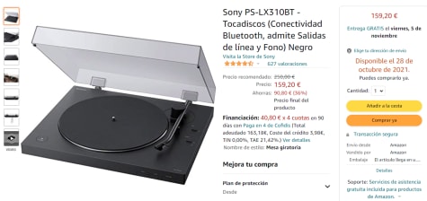 Sony PS-LX310BT Tocadiscos con conectividad Bluetooth, : :  Electrónicos