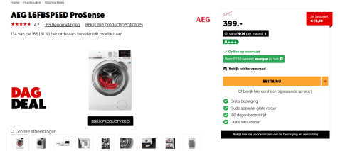 Refrein hulp in de huishouding januari AEG L6FBSPEED - 6000 serie - ProSense - Wasmachine voor €399