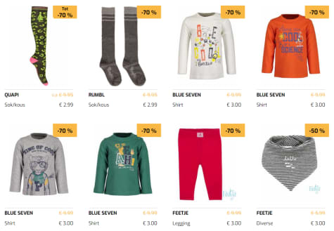 Tot 70% korting op kinderkleding bij Happy Bee Aanbiedingen