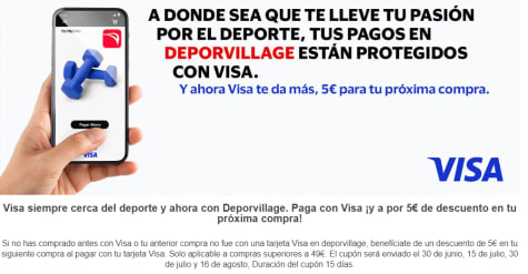 5€ de regalo para tu compra por pagar con VISA superior 49€