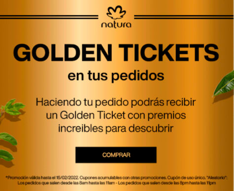 Recibí golden tickets comprando en Natura Cosméticos