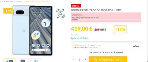 Google Pixel 7a 5G 8/128GB por 399,00 euros  Chollos, descuentos y grandes  ofertas en CholloBlog