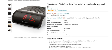 Smartwares CL-1459 Radio despertador