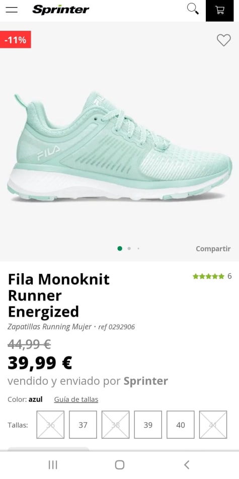 FILA Monoknit Runner Zapatillas Running Mujer por 39,99€.