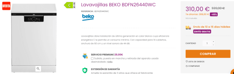 Lavavajillas BEKO BDFN26440WC