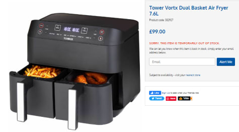 Tower Vortx Dual Basket Air Fryer 7.6L