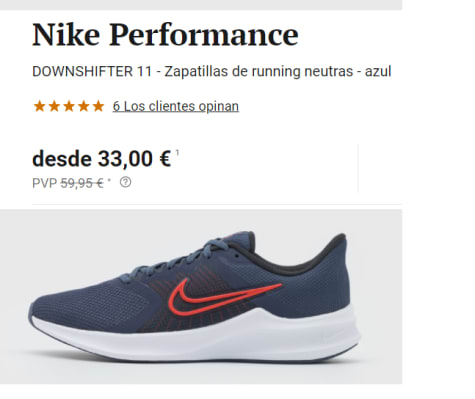 Zapatillas Nike DOWNSHIFTER 11 por 33€ en Zalando Privé