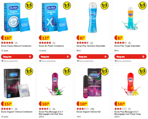 1+1 gratis op alle Durex items bij Kruidvat Aanbiedingen 1+1 gratis op alle Durex items bij Kruidvat Aanbiedingen